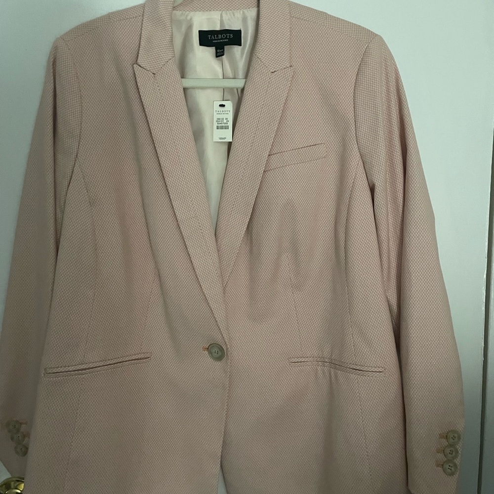 Beautiful Talbots pink and white blazer. NWT
